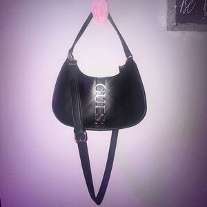 GUESS Black and Silver Shoulder Bag